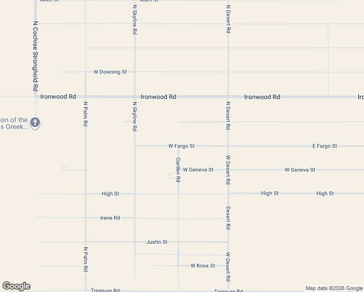 map of restaurants, bars, coffee shops, grocery stores, and more near West Fargo Street in Cochise County