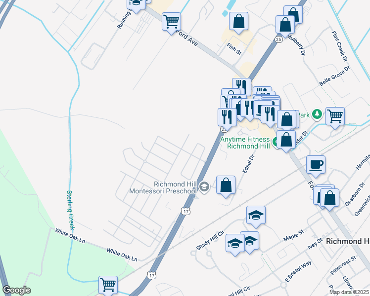 map of restaurants, bars, coffee shops, grocery stores, and more near 10 Valley Oak Drive in Richmond Hill