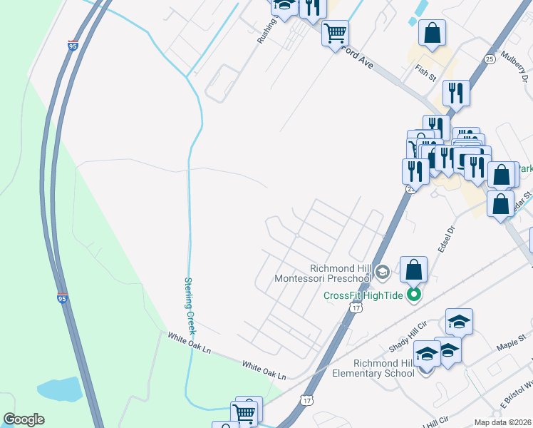 map of restaurants, bars, coffee shops, grocery stores, and more near 210 Willow Oak Drive in Richmond Hill