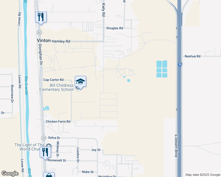 map of restaurants, bars, coffee shops, grocery stores, and more near 7700 Kiely Road in Vinton
