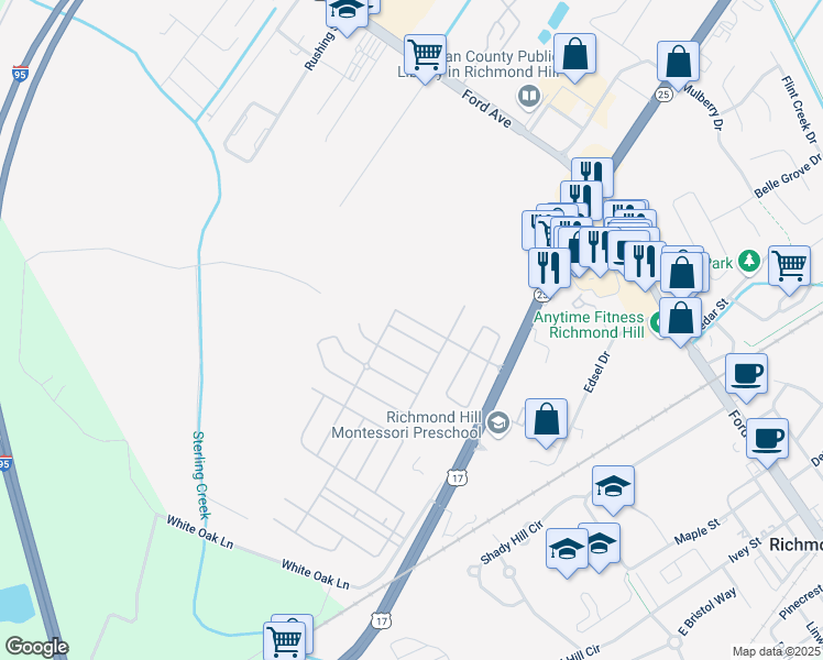 map of restaurants, bars, coffee shops, grocery stores, and more near 60 Evergreen Oak Drive in Richmond Hill