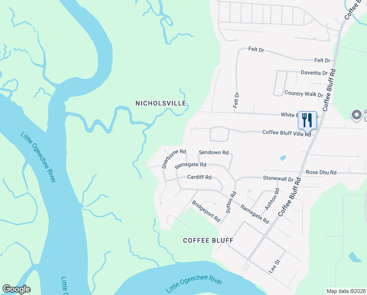 map of restaurants, bars, coffee shops, grocery stores, and more near 10 Sherborne Road in Savannah