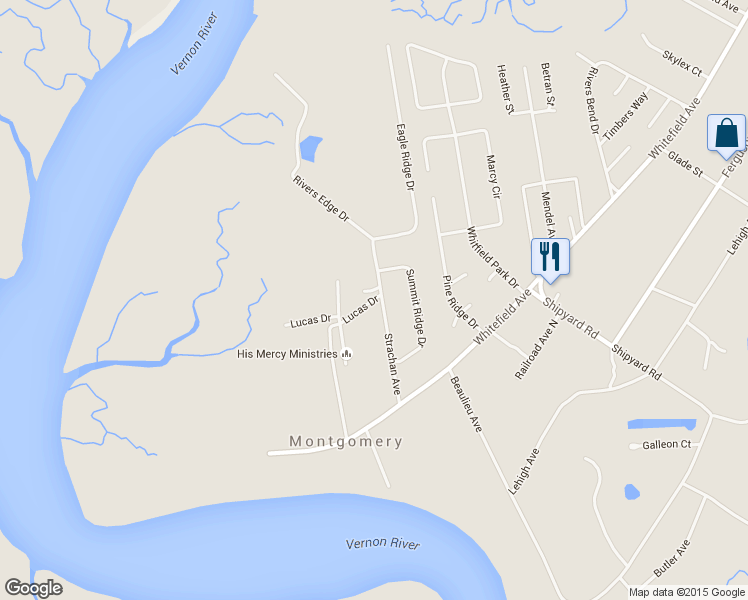 map of restaurants, bars, coffee shops, grocery stores, and more near 500 Lucas Dr in Savannah