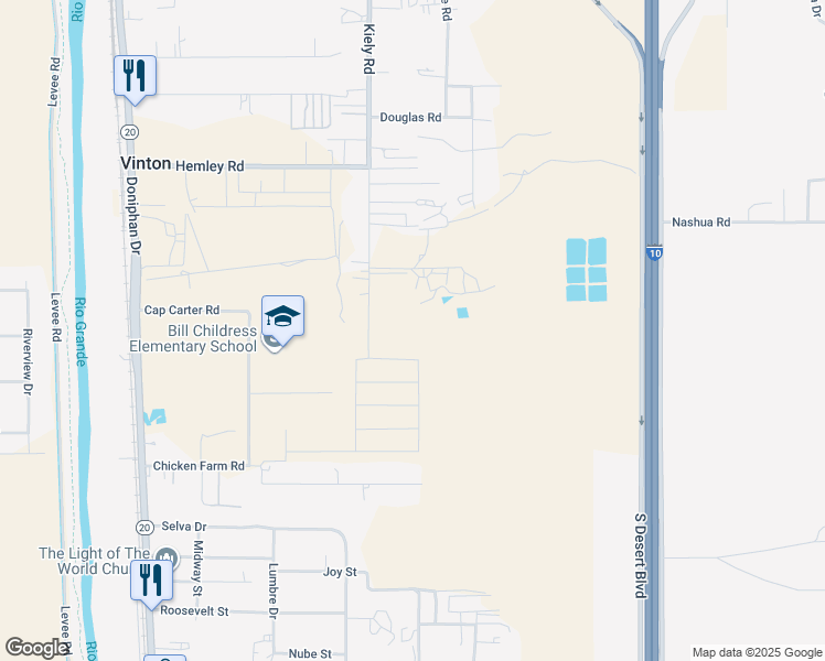map of restaurants, bars, coffee shops, grocery stores, and more near 7720 Kiely Road in Vinton