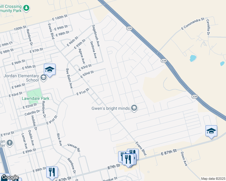 map of restaurants, bars, coffee shops, grocery stores, and more near 9020 Pepper Grass Avenue in Odessa