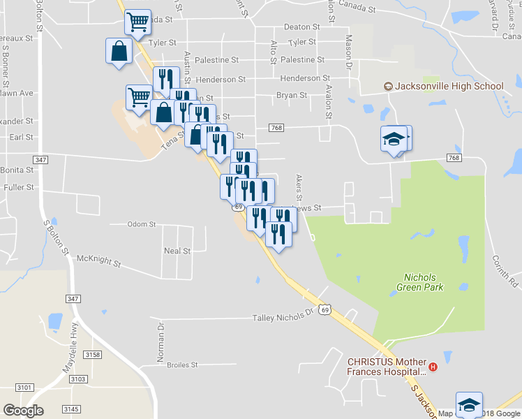 map of restaurants, bars, coffee shops, grocery stores, and more near 904 Andrews Street in Jacksonville