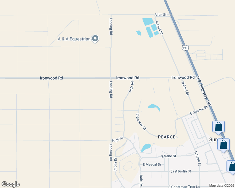 map of restaurants, bars, coffee shops, grocery stores, and more near Eucalyptus Drive in Sunsites