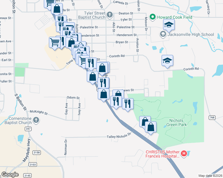 map of restaurants, bars, coffee shops, grocery stores, and more near 920 Andrews Street in Jacksonville