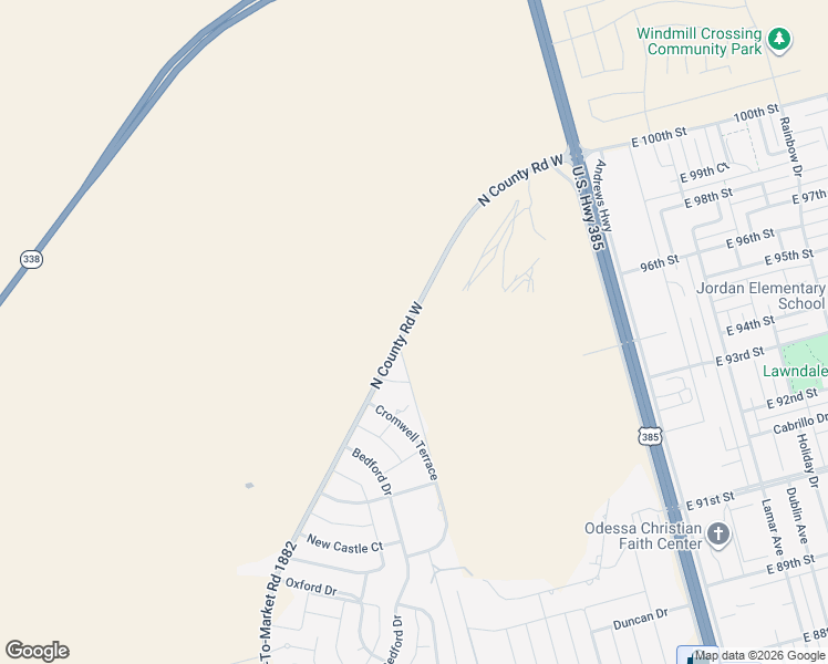 map of restaurants, bars, coffee shops, grocery stores, and more near 9754 North County Road West in Odessa