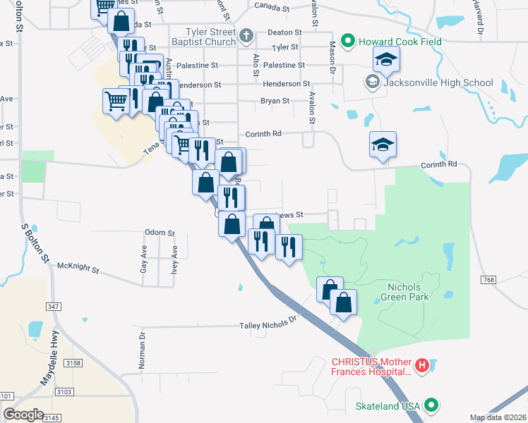 map of restaurants, bars, coffee shops, grocery stores, and more near 920 Andrews Street in Jacksonville