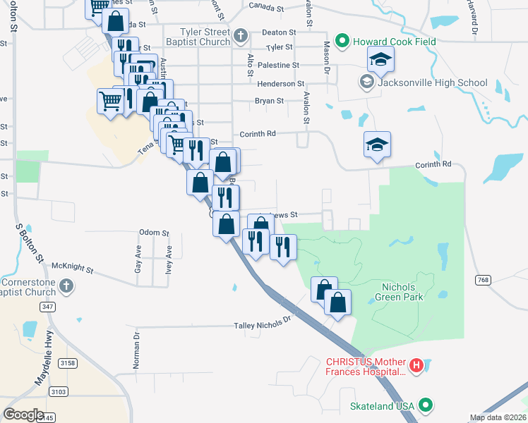 map of restaurants, bars, coffee shops, grocery stores, and more near 920 Andrews Street in Jacksonville