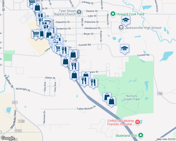 map of restaurants, bars, coffee shops, grocery stores, and more near 920 Andrews Street in Jacksonville