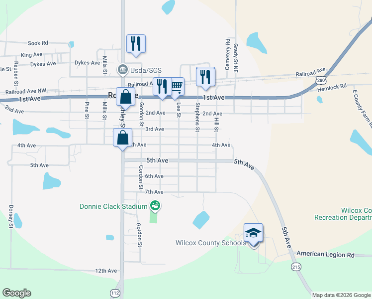 map of restaurants, bars, coffee shops, grocery stores, and more near 884 4th Avenue in Rochelle