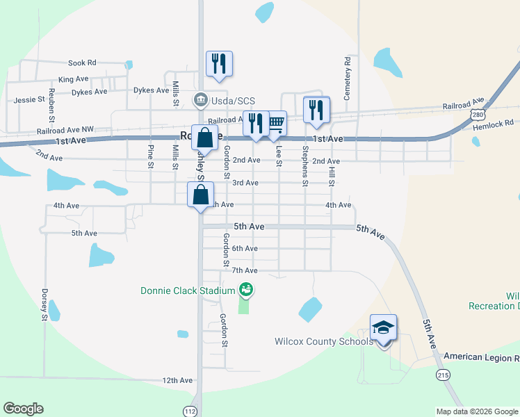 map of restaurants, bars, coffee shops, grocery stores, and more near 790 4th Avenue in Rochelle