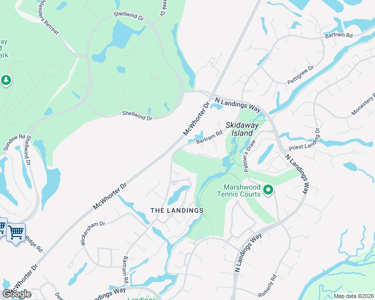 map of restaurants, bars, coffee shops, grocery stores, and more near 1 Marsh Rabbit Lane in Savannah