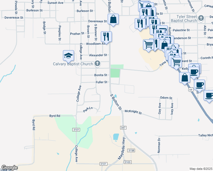 map of restaurants, bars, coffee shops, grocery stores, and more near 1505 South Bolton Street in Jacksonville
