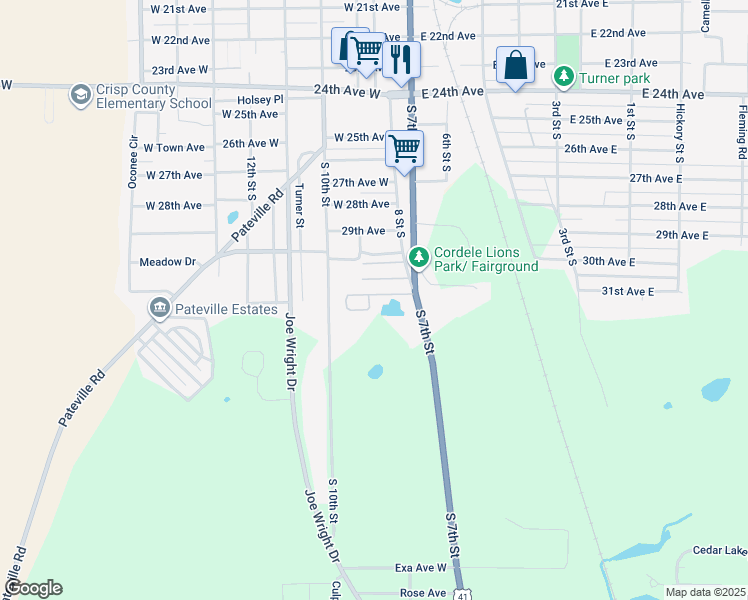map of restaurants, bars, coffee shops, grocery stores, and more near 2114 Old U.S. 41 in Cordele