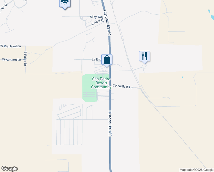 map of restaurants, bars, coffee shops, grocery stores, and more near 1160 Highway 80 in Benson