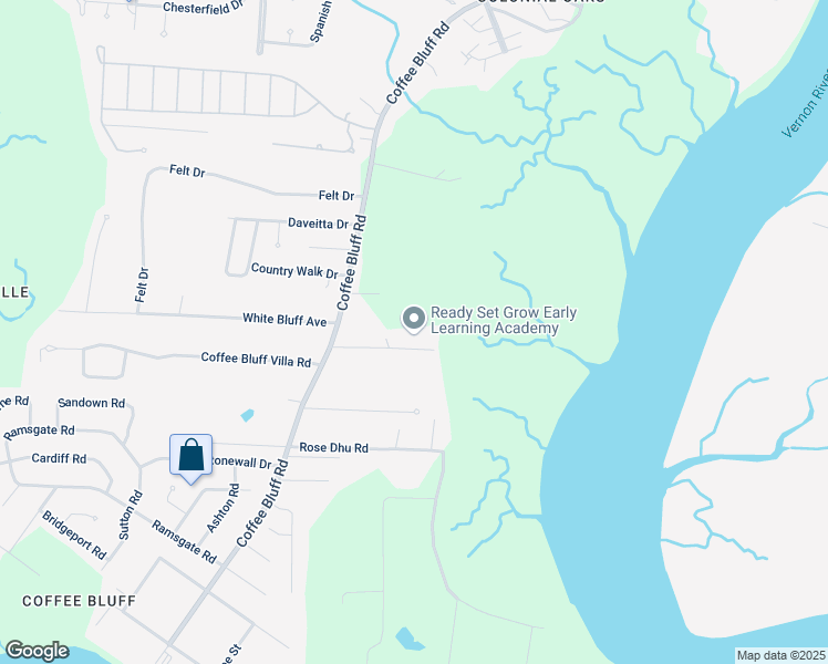 map of restaurants, bars, coffee shops, grocery stores, and more near 30 Ben Kell Road in Savannah