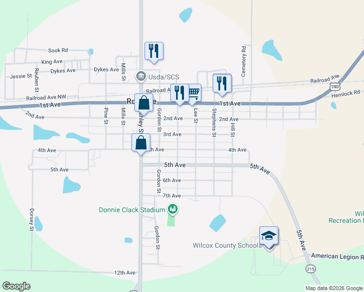 map of restaurants, bars, coffee shops, grocery stores, and more near 790 4th Avenue in Rochelle