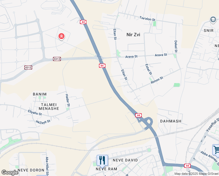map of restaurants, bars, coffee shops, grocery stores, and more near in Be'er Ya'akov