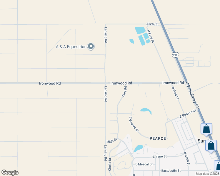 map of restaurants, bars, coffee shops, grocery stores, and more near Eucalyptus Drive in Cochise County