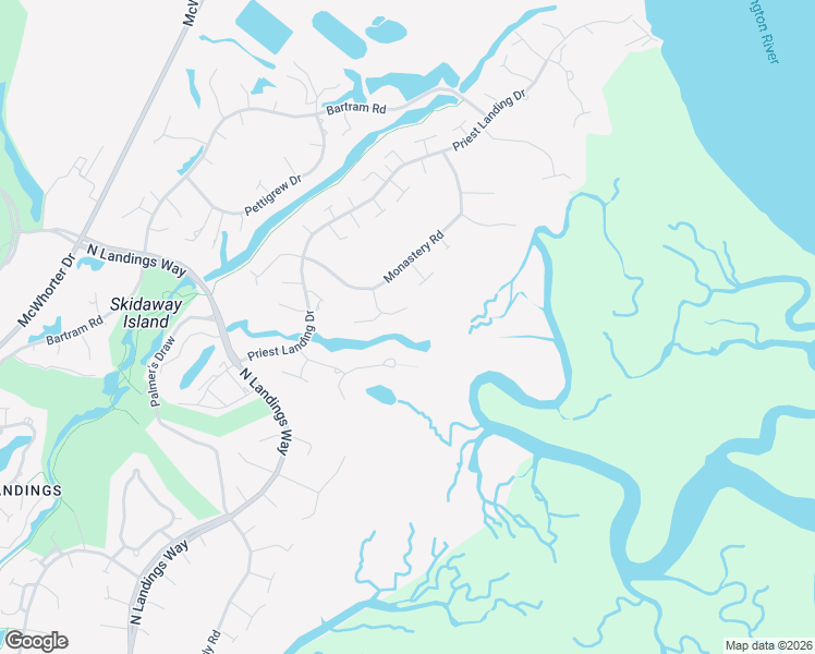 map of restaurants, bars, coffee shops, grocery stores, and more near 13 Wesley Crossing in Savannah
