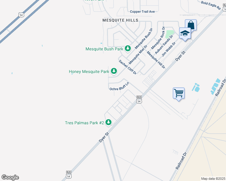 map of restaurants, bars, coffee shops, grocery stores, and more near 7351 Burntside Lane in El Paso