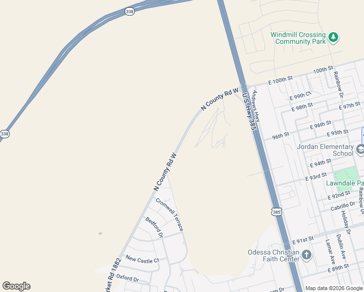 map of restaurants, bars, coffee shops, grocery stores, and more near 9790 North County Road West in Odessa