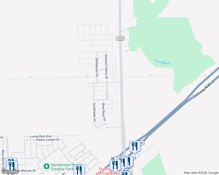 map of restaurants, bars, coffee shops, grocery stores, and more near 51046 Agave Court in El Paso