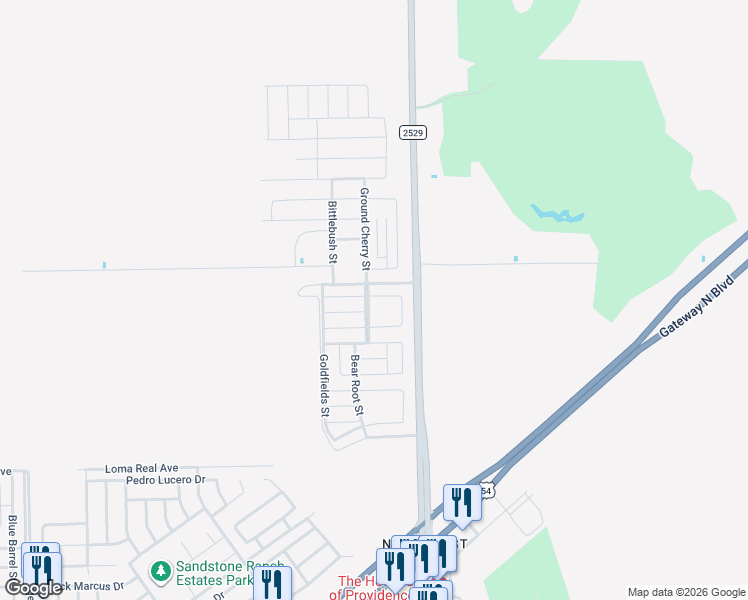 map of restaurants, bars, coffee shops, grocery stores, and more near 51046 Agave Court in El Paso