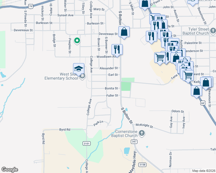 map of restaurants, bars, coffee shops, grocery stores, and more near 121 Bonita Street in Jacksonville