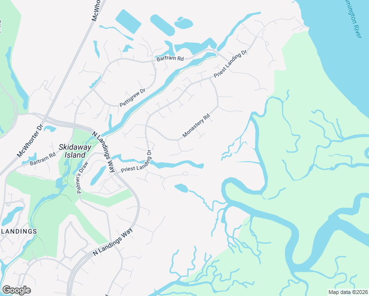 map of restaurants, bars, coffee shops, grocery stores, and more near 13 Wesley Crossing in Savannah