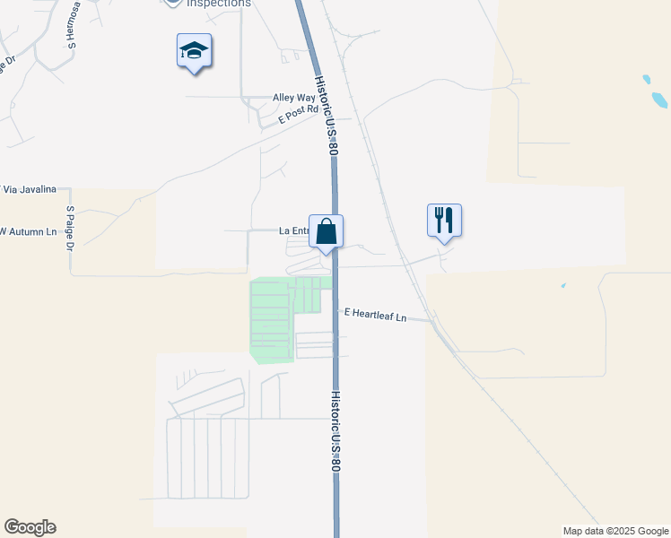 map of restaurants, bars, coffee shops, grocery stores, and more near 1120 Arizona 80 in Benson