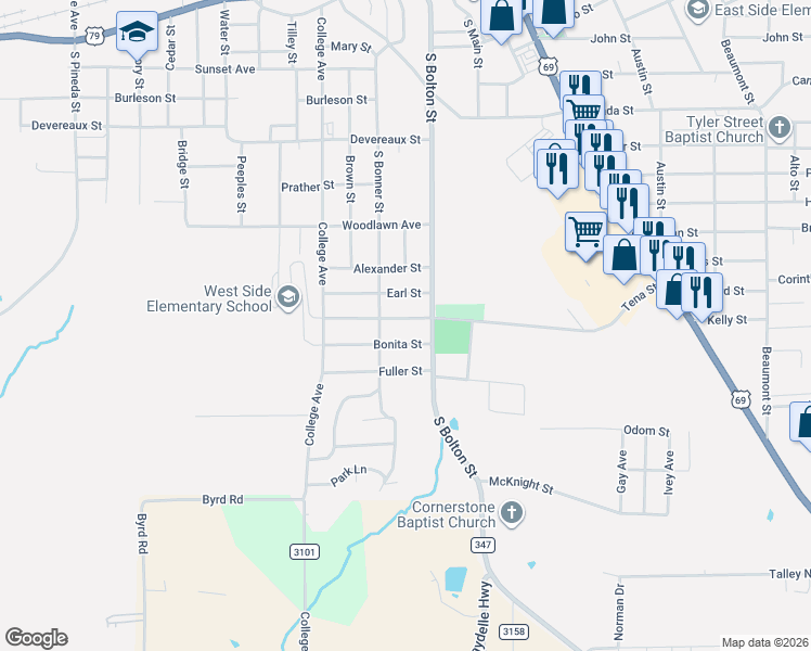 map of restaurants, bars, coffee shops, grocery stores, and more near 122 Tena Street in Jacksonville