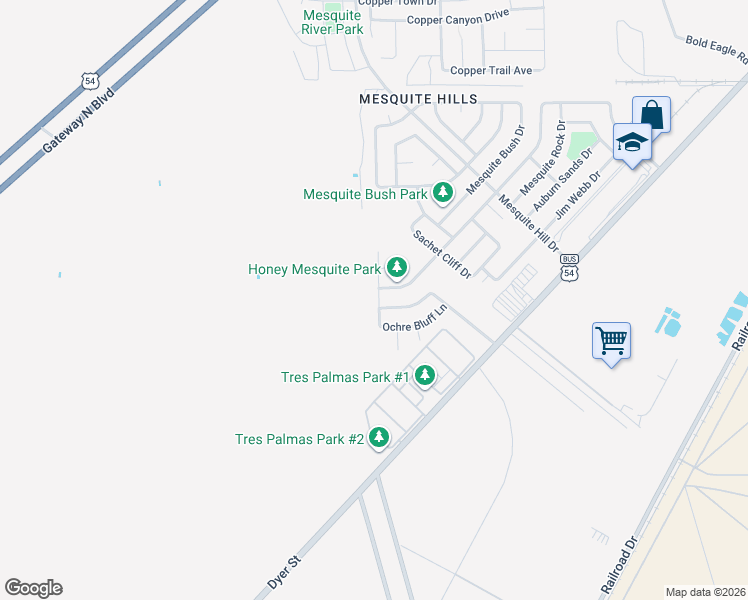 map of restaurants, bars, coffee shops, grocery stores, and more near 7245 Brick Dust Street in El Paso