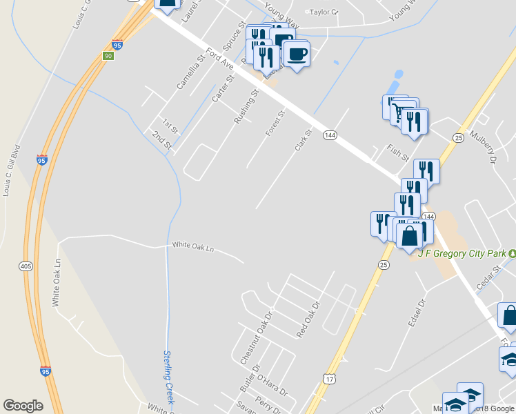 map of restaurants, bars, coffee shops, grocery stores, and more near 340 Clark Street in Richmond Hill