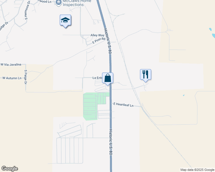 map of restaurants, bars, coffee shops, grocery stores, and more near 1120 Arizona 80 in Benson