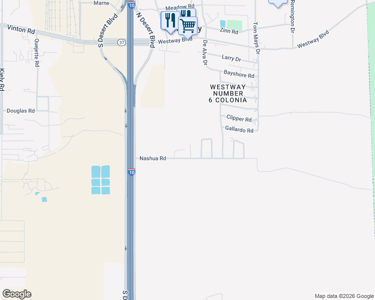 map of restaurants, bars, coffee shops, grocery stores, and more near 7613 Travelite Drive in Canutillo
