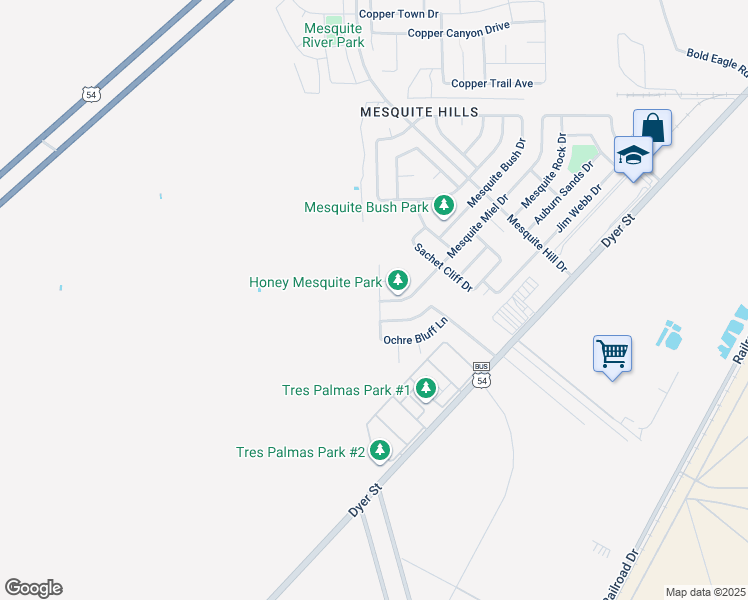 map of restaurants, bars, coffee shops, grocery stores, and more near 7245 Brick Dust Street in El Paso