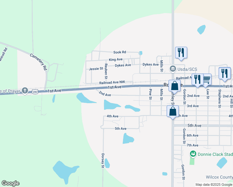 map of restaurants, bars, coffee shops, grocery stores, and more near 192 2nd Avenue in Rochelle