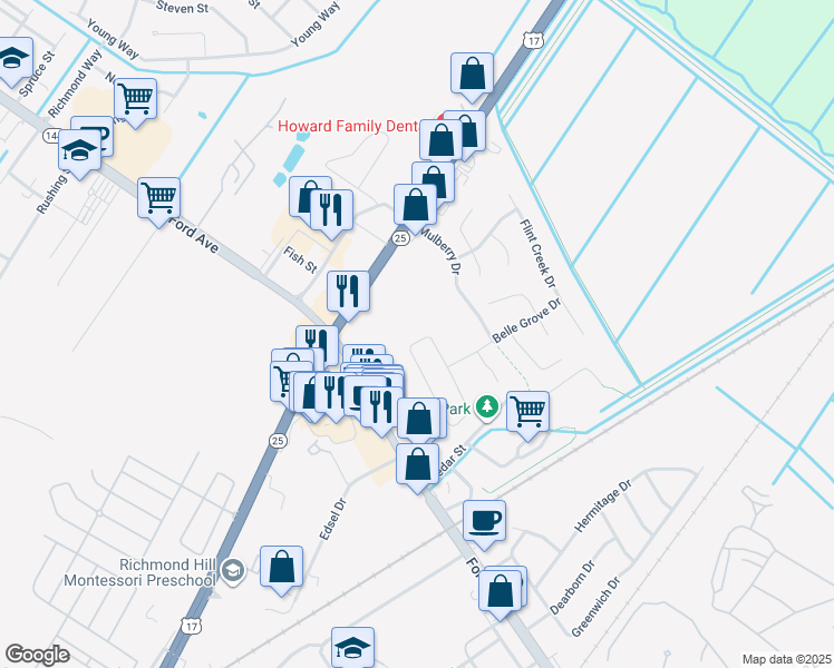 map of restaurants, bars, coffee shops, grocery stores, and more near 102 Belle Grove Cir in Richmond Hill