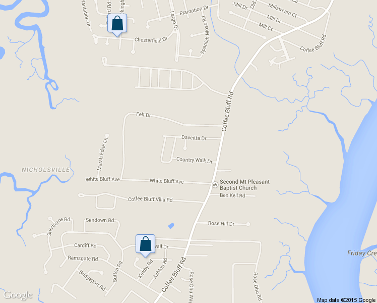 map of restaurants, bars, coffee shops, grocery stores, and more near 10 Country Walk Court in Savannah