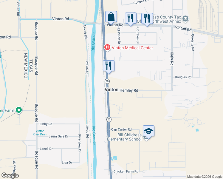 map of restaurants, bars, coffee shops, grocery stores, and more near in Vinton