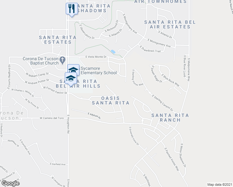 map of restaurants, bars, coffee shops, grocery stores, and more near 645 South Desert Haven Road in Vail