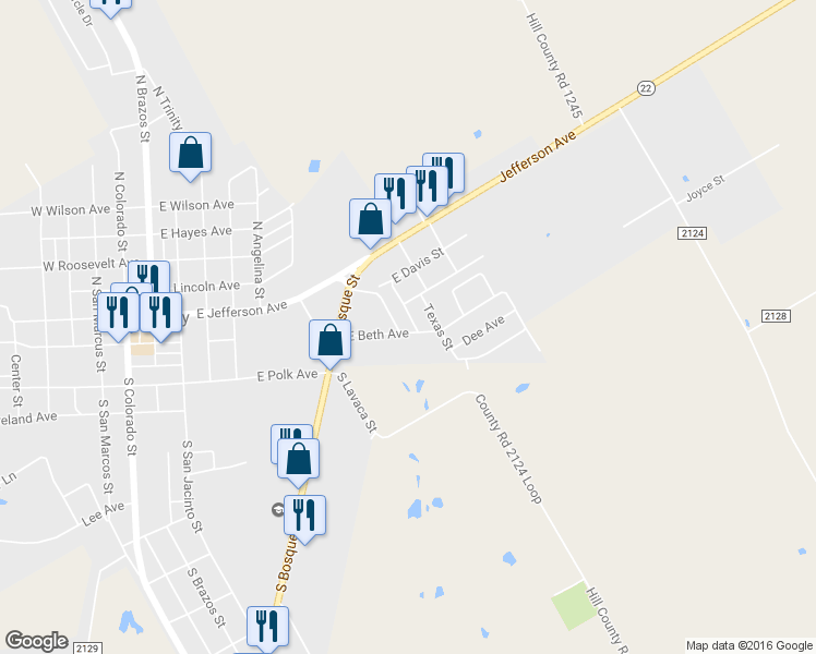 map of restaurants, bars, coffee shops, grocery stores, and more near 803 East Beth Avenue in Whitney