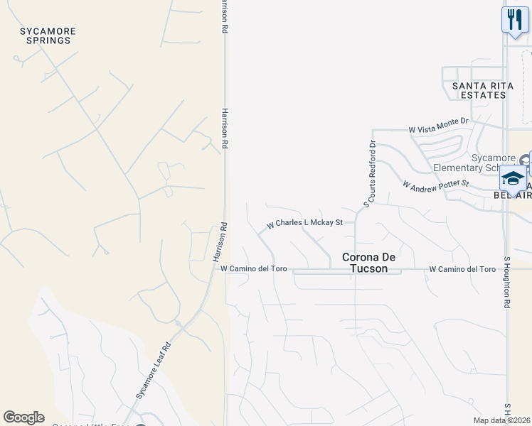 map of restaurants, bars, coffee shops, grocery stores, and more near 612 South Harry P Stagg Drive in Corona de Tucson