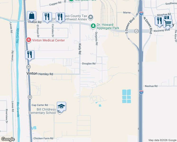 map of restaurants, bars, coffee shops, grocery stores, and more near 7856 Kiely Rd in Vinton