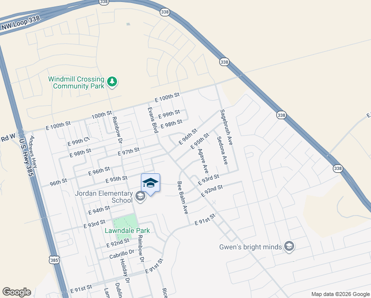 map of restaurants, bars, coffee shops, grocery stores, and more near 815 East 95th Street in Odessa