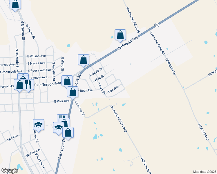 map of restaurants, bars, coffee shops, grocery stores, and more near 904 East Beth Avenue in Whitney